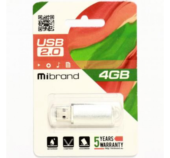 USB флеш накопичувач Mibrand 4GB Cougar Silver USB 2.0 (MI2.0/CU4P1S)