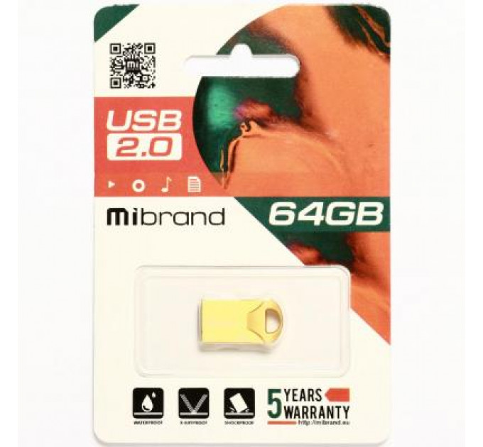 USB флеш накопичувач Mibrand 64GB Hawk Gold USB 2.0 (MI2.0/HA64M1G)