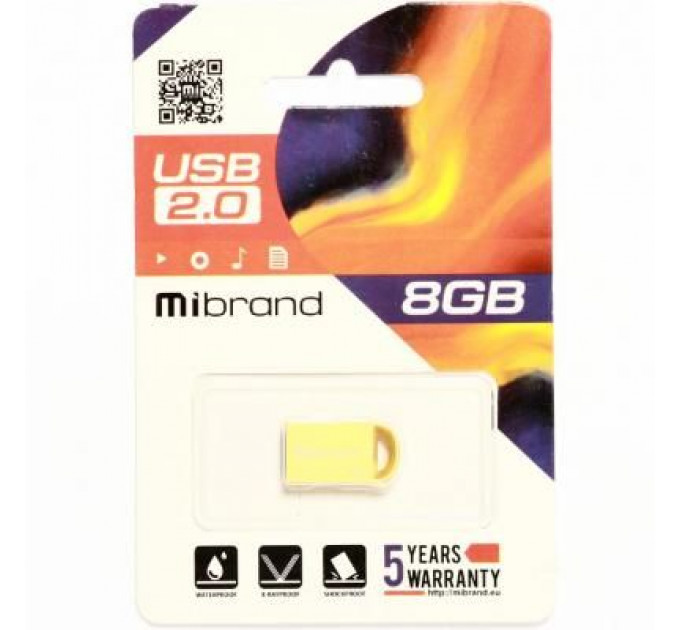 USB флеш накопичувач Mibrand 8GB lynx Gold USB 2.0 (MI2.0/LY8M2G)