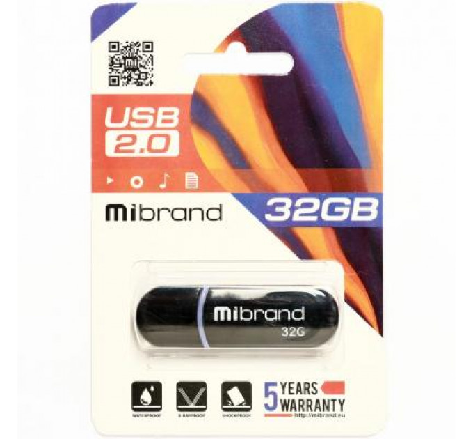 USB флеш накопичувач Mibrand 32GB Panther Black USB 2.0 (MI2.0/PA32P2B)