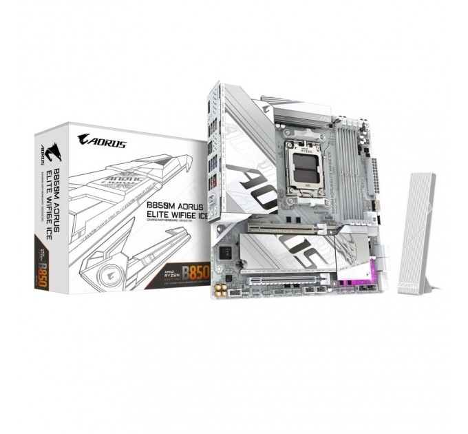Материнська плата Gigabyte B850M Aorus Elite WiFi6E Ice Socket AM5