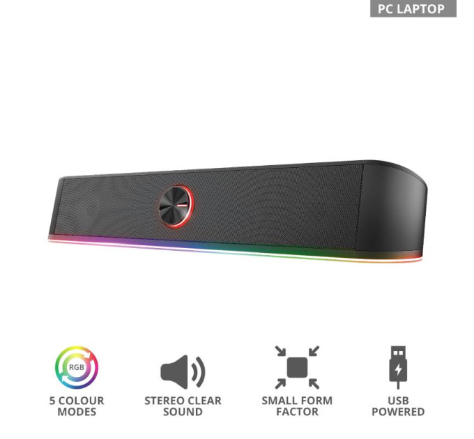 Trust Акустична система Trust GXT 619 Thorne RGB Illuminated Soundbar Black (24007)