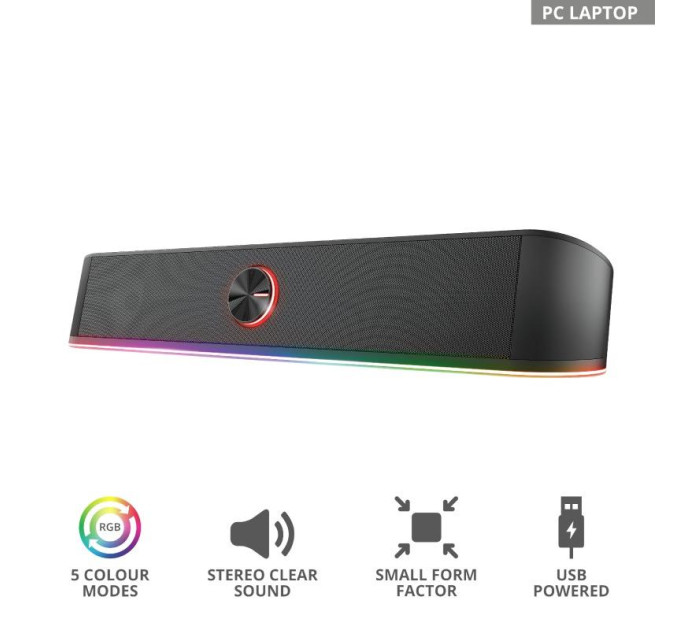 Trust Акустична система Trust GXT 619 Thorne RGB Illuminated Soundbar Black (24007)