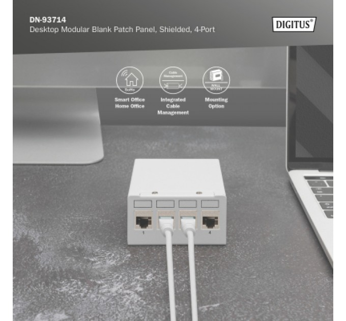 Патч-панель настільна, 4 порти, модульна Digitus (DN-93714)