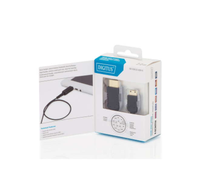 Assmann Кабель мультимедійний HDMI M to HDMI mini M 2.0m black Digitus (DB-330121-020-S)