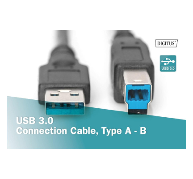 Digitus Дата кабель USB 3.0 AM/BM 1.8m black Digitus (AK-300115-018-S)