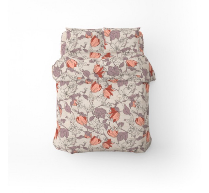 Постільна білизна Home Line Весняний вечір помаранчевий, бязь, полуторний (183204)