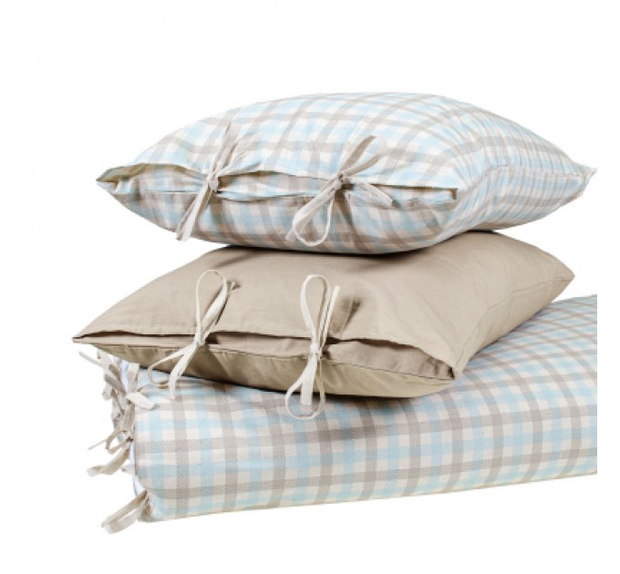 Постільна білизна Home Line Клітинка кухонна бежево-бірюзовий/бежевий, бязь, полуторний (184229)