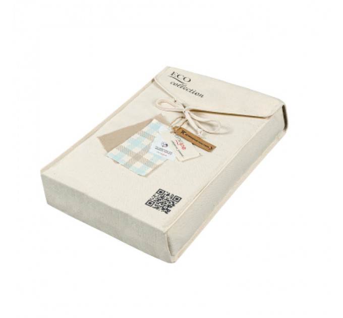 Постільна білизна Home Line Клітинка кухонна бежево-бірюзовий/бежевий, бязь, полуторний (184229)