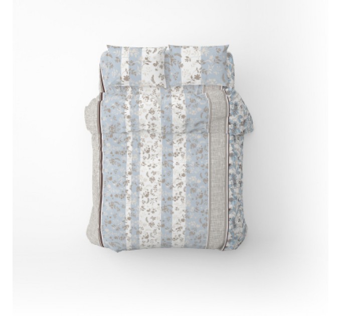 Постільна білизна Home Line Фланель Затишок блакитно-бежевий полуторний (179193)