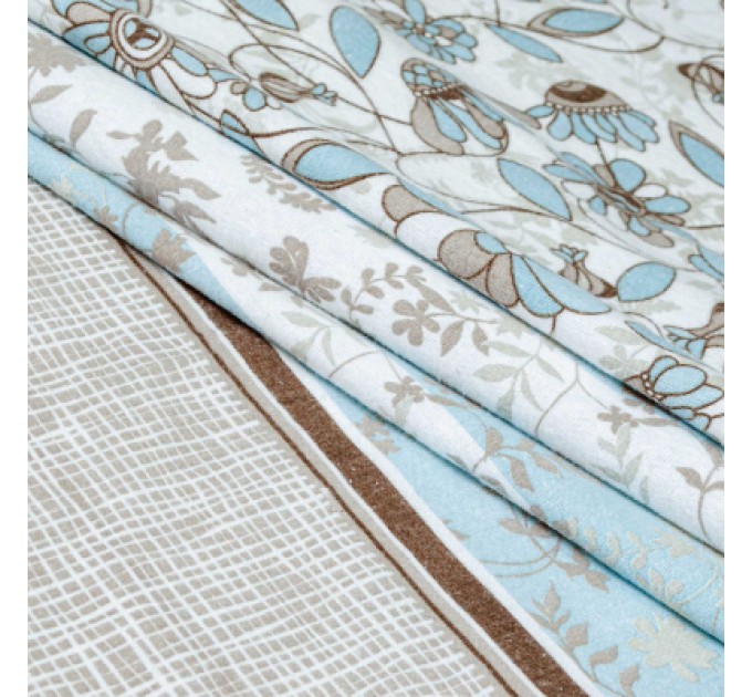 Постільна білизна Home Line Фланель Затишок блакитно-бежевий полуторний (179193)