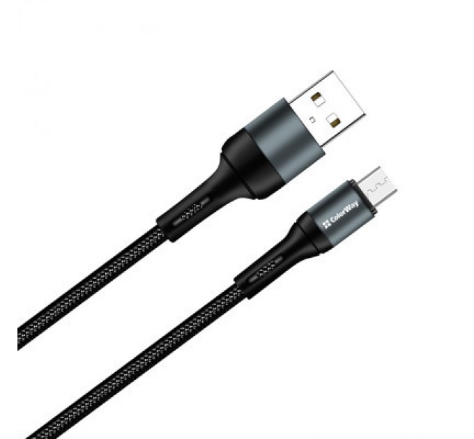 Дата кабель USB 2.0 AM to Micro 5P 1.0m nylon black ColorWay (CW-CBUM045-BK)
