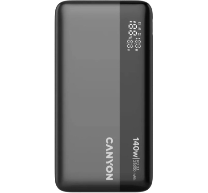 Canyon Батарея універсальна Canyon PB-240 25000mAh, PD3.1/140W, PPS, QC3.0, AFC & SCP, Digital Display (CNS-CPB240)