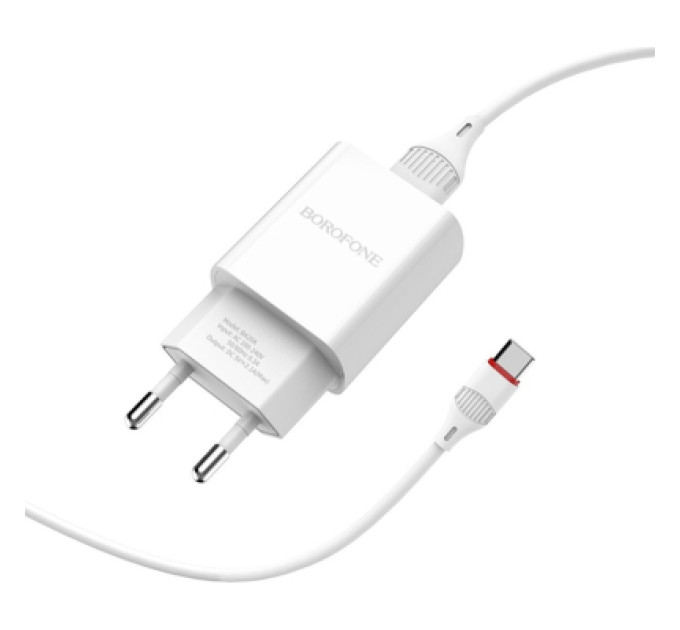BOROFONE Зарядний пристрій BOROFONE BA20A USB 10.5W + cable USB to USB-C white (6931474700742)