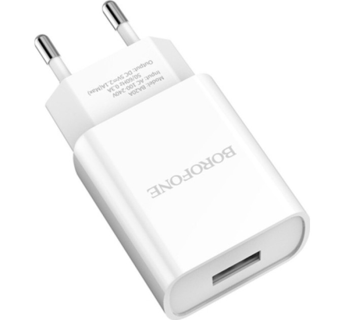 BOROFONE Зарядний пристрій BOROFONE BA20A USB 10.5W + cable USB to USB-C white (6931474700742)