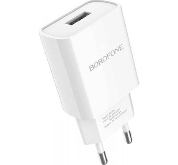 BOROFONE Зарядний пристрій BOROFONE BA20A USB 10.5W + cable USB to USB-C white (6931474700742)