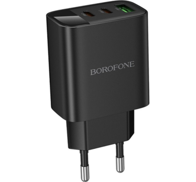 BOROFONE Зарядний пристрій BOROFONE BA98A 2xUSB-C PD30W + 1xUSB 18W digital display black (6941991120510)