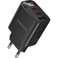 BOROFONE Зарядний пристрій BOROFONE BA98A 2xUSB-C PD30W + 1xUSB 18W digital display black (6941991120510)