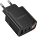 BOROFONE Зарядний пристрій BOROFONE BA98A 2xUSB-C PD30W + 1xUSB 18W digital display black (6941991120510)