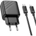 HOCO Зарядний пристрій HOCO CS23A USB-C PD30W + 1xUSB QC3.0 + cable USB-C to Lightning black (6942007609951)