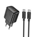 HOCO Зарядний пристрій HOCO CS24A USB-C PD25W + cable USB-C to USB-C black (6942007639774)