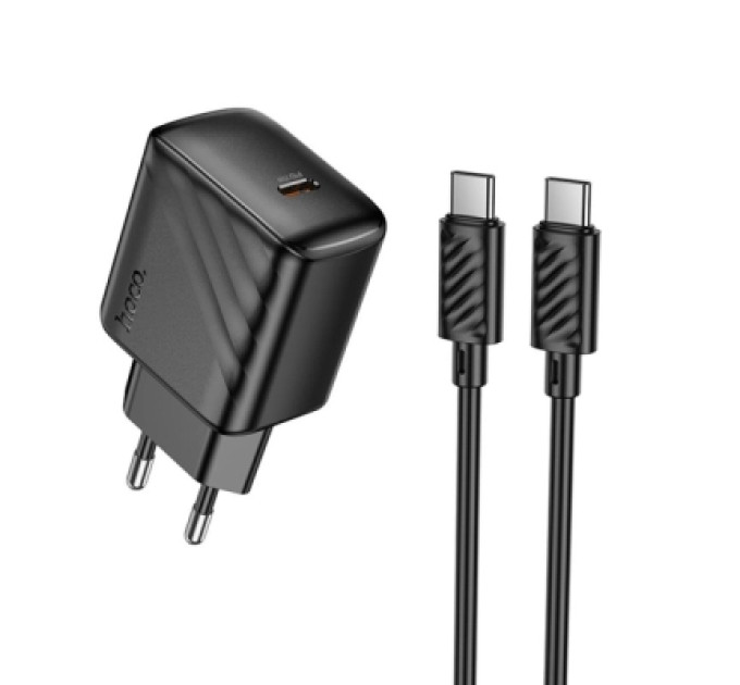 HOCO Зарядний пристрій HOCO CS24A USB-C PD25W + cable USB-C to USB-C black (6942007639774)