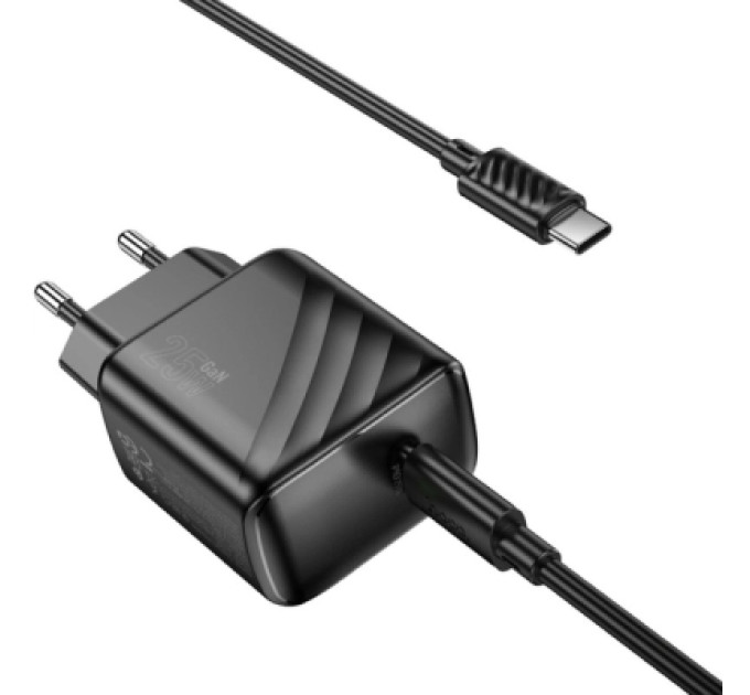 HOCO Зарядний пристрій HOCO CS24A USB-C PD25W + cable USB-C to USB-C black (6942007639774)