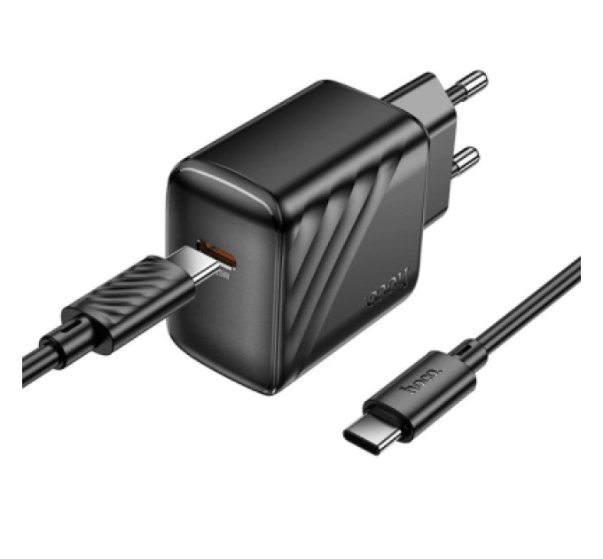 HOCO Зарядний пристрій HOCO CS24A USB-C PD25W + cable USB-C to USB-C black (6942007639774)