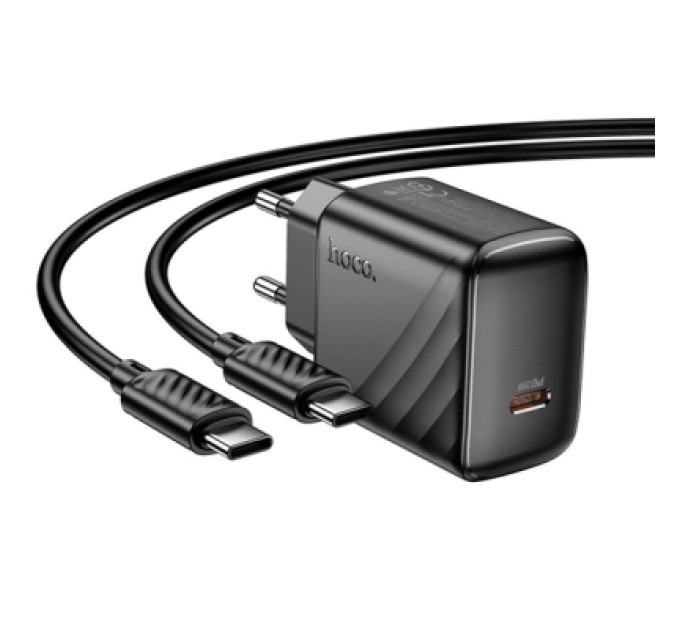 HOCO Зарядний пристрій HOCO CS24A USB-C PD25W + cable USB-C to USB-C black (6942007639774)