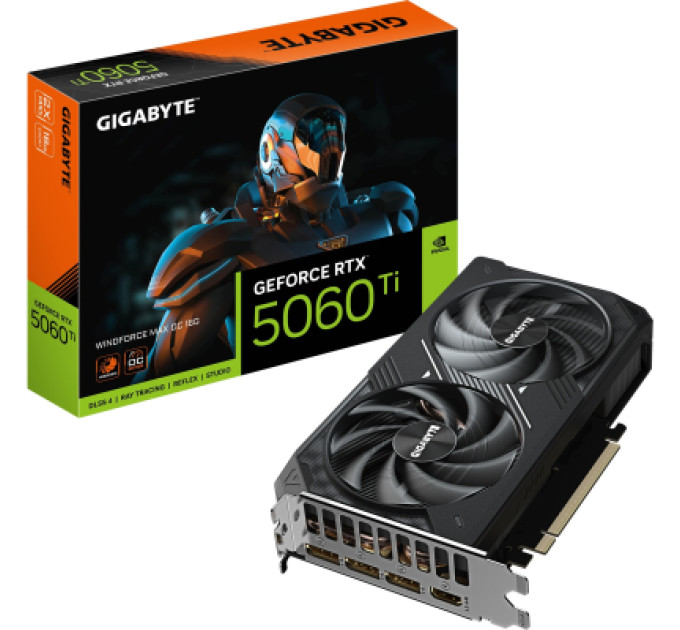 GIGABYTE Відеокарта GIGABYTE GeForce RTX5060Ti 16Gb WINDFORCE MAX OC (GV-N506TWF2MAX OC-16GD)