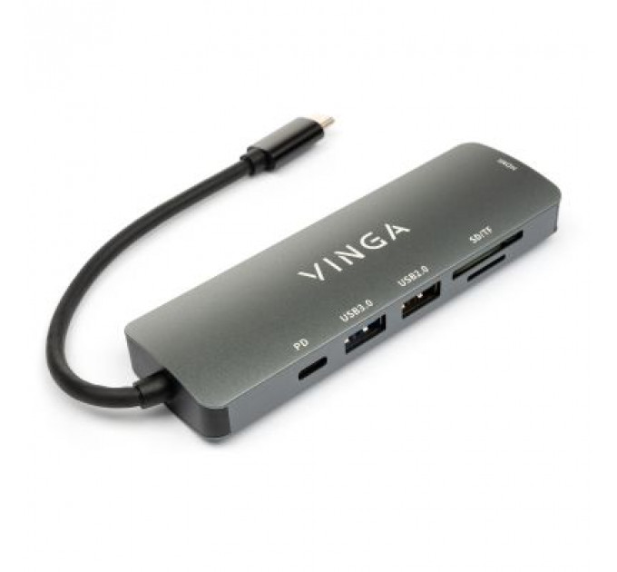 Концентратор Vinga USB Type-C 3.1 to HDMI+USB3.0+USB 2.0+SD/microSD+PD 6in1 (VHC6)