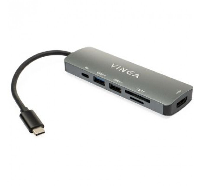 Концентратор Vinga USB Type-C 3.1 to HDMI+USB3.0+USB 2.0+SD/microSD+PD 6in1 (VHC6)
