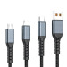 XoKo Дата кабель USB 2.0 AM to Lightning + Micro 5P + USB-C 1.2m 100W nylon black XoKo (SC-3100)