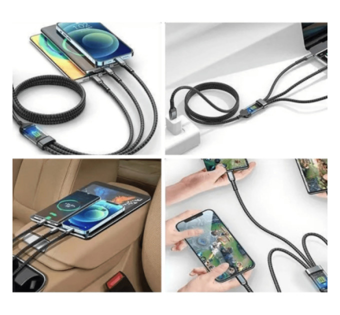 XoKo Дата кабель USB 2.0 AM to Lightning + Micro 5P + USB-C 1.2m 100W nylon black XoKo (SC-3100)