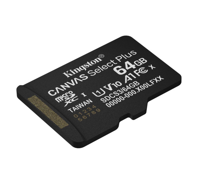 Kingston Карта пам`яті MicroSDXC 64GB UHS-I Class 10 Kingston Canvas Select Plus R150MB/s (SDCS3/64GBSP)