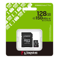 Карта пам`яті MicroSDXC 128GB UHS-I Class 10 Kingston Canvas Select Plus R150MB/s + SD-адаптер (SDCS3/128GB)