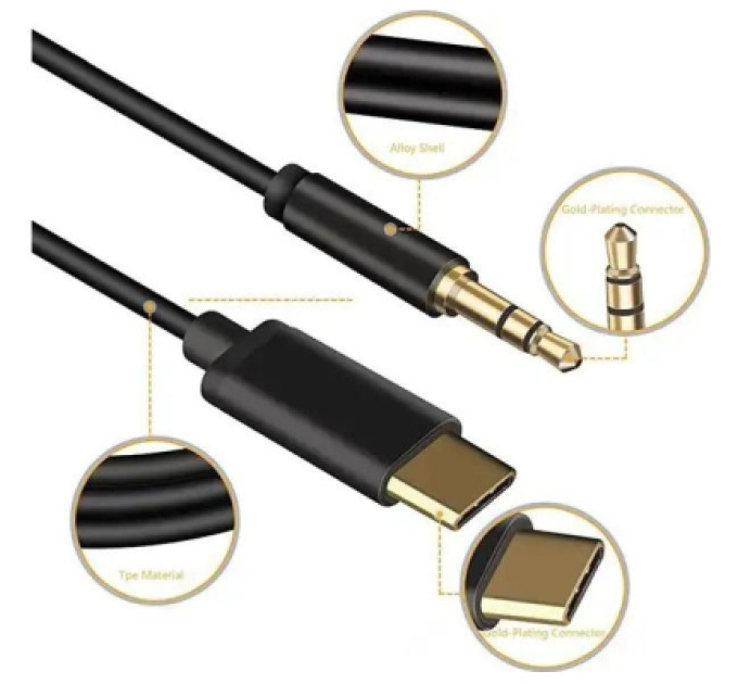 XoKo Кабель мультимедійний USB-C to 3.5mm M 1.0m black XoKo (AUX-002-BK)