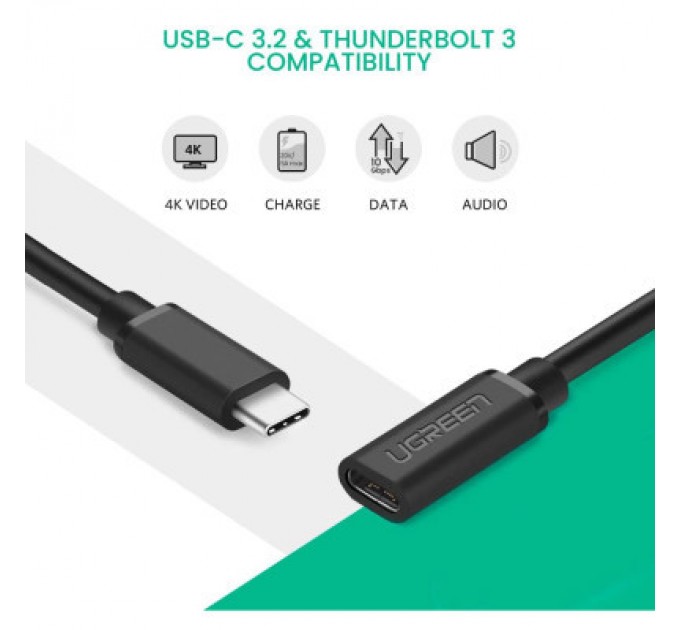 Дата кабель USB-C to USB-C 1.0m USB 3.1Gen2 100W US353 Black Ugreen (10387)