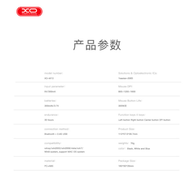 XO Мишка XO M13 Wireless Black (M13 Black)