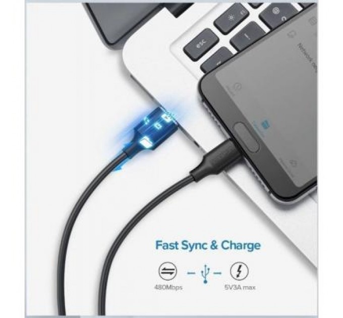 Дата кабель USB 2.0 AM to Type-C 2.0m US287 Black Ugreen (60118)