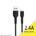 Denmen Дата кабель USB 2.0 AM to USB-C 1.0m 2.4A silicone black Denmen (DM-D42T-BK)
