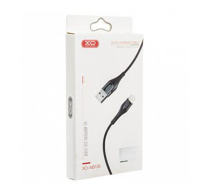 XO Дата кабель USB 2.0 AM to Lightning 1.0m 2A zinc alloy black XO (NB138-L-1-BK)