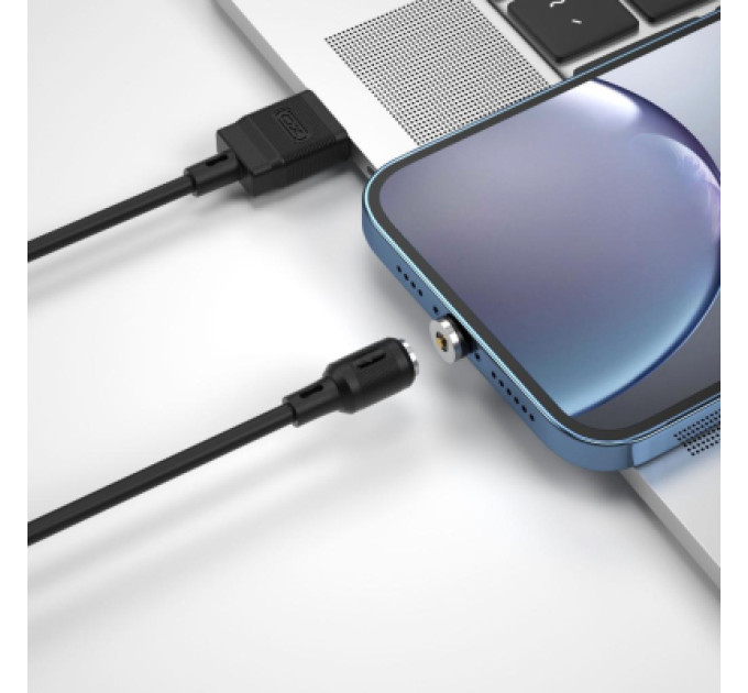 XO Дата кабель USB 2.0 AM to Lightning 1.0m 2.1A magnetic pvc black XO (NB187-L-1-BK)
