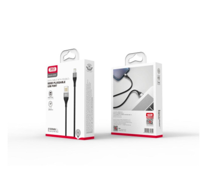 XO Дата кабель USB 2.0 AM to Lightning 1.0m 2.4A double-side grey XO (NB188-L-1-GR)