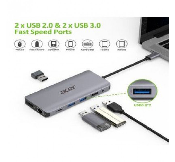 Порт-реплікатор Acer 12in1 Type C dongle USB3.2, USB2.0, SD/TF, HDMI, PD, DP ... (HP.DSCAB.009)