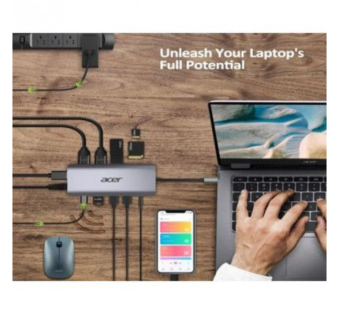 Порт-реплікатор Acer 12in1 Type C dongle USB3.2, USB2.0, SD/TF, HDMI, PD, DP ... (HP.DSCAB.009)