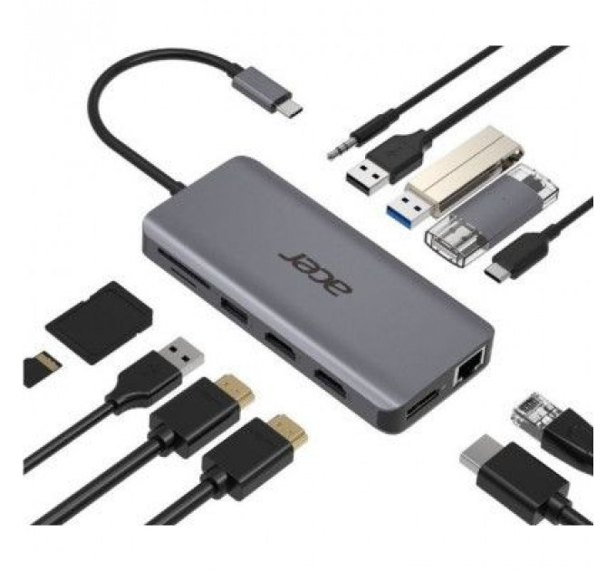 Порт-реплікатор Acer 12in1 Type C dongle USB3.2, USB2.0, SD/TF, HDMI, PD, DP ... (HP.DSCAB.009)