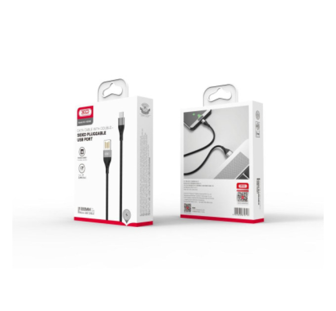 XO Дата кабель USB 2.0 AM to Micro 5P 1.0m 2.1A double-side black XO (NB188-M-1-BK)