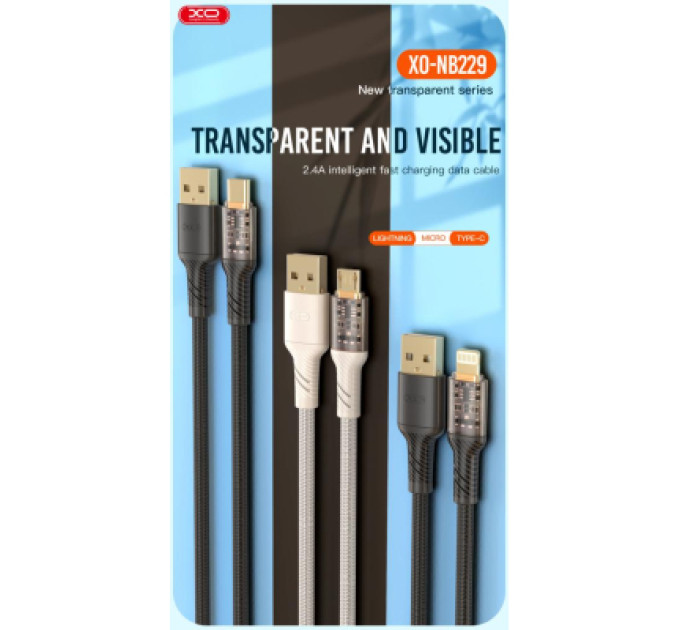 XO Дата кабель USB 2.0 AM to Micro 5P 1.0m 2.4A black XO (NB229-M-1-BK)