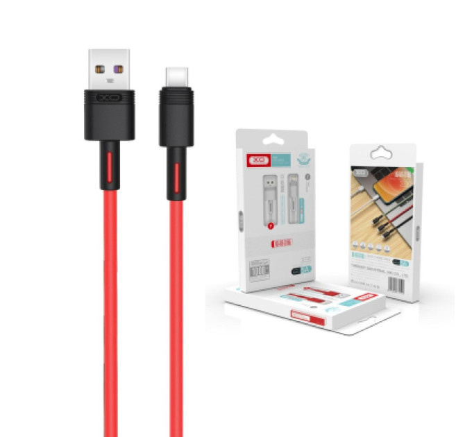 XO Дата кабель USB 2.0 AM to Micro 5P 1.0m 5A red XO (NB166-M-1-RD)